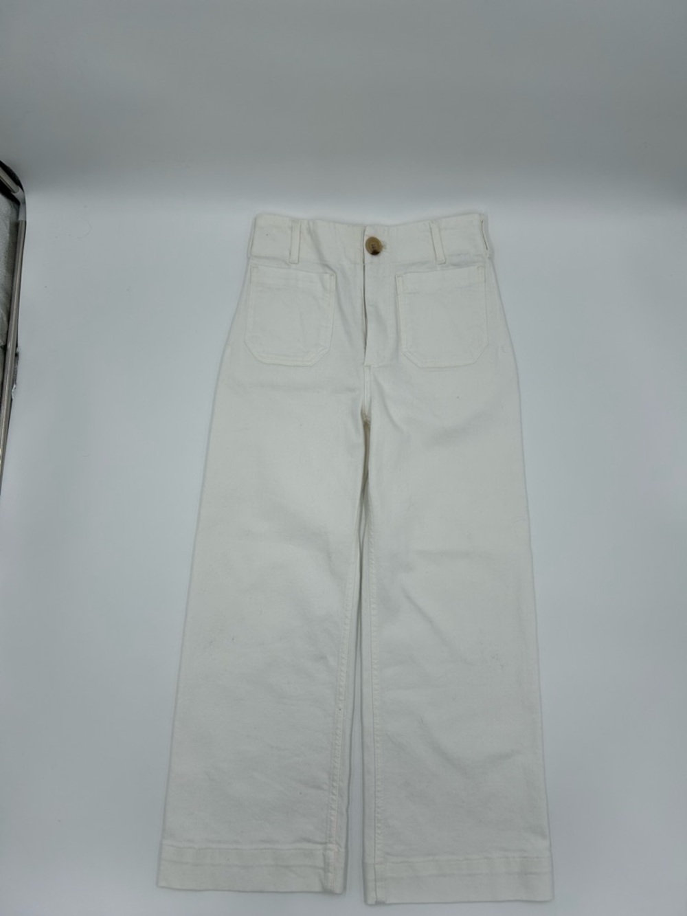 Anthropologie Maeve The Colette Crop Wide Leg Jeans Denim White Sz 26